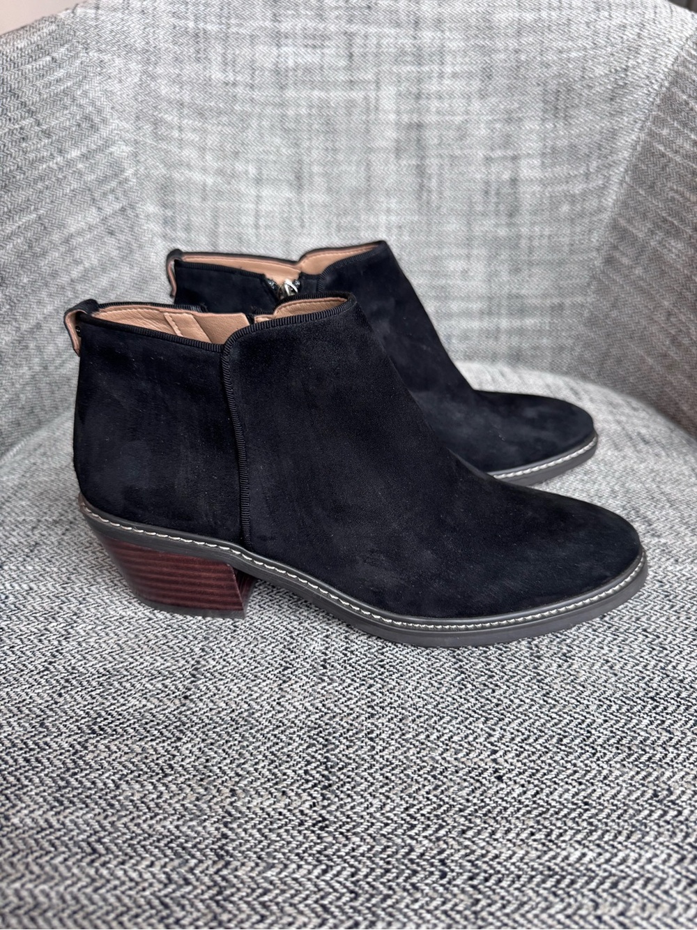 Sam Edelman Black Suede Women's Ankle Booties - Classic Low Heel 7